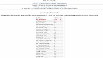 Table Size Calculator (and Column Mover) for SQLServer (ASP Based) - BYZ120